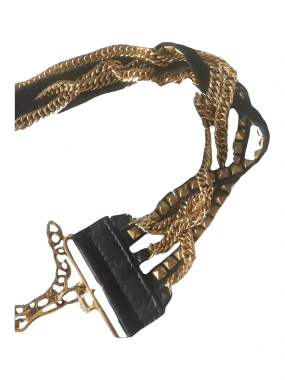 new LF ♐︎ Streets Ahead ♐︎ Twisted Layer Multi Chain Leather Belt ♐︎ Black Gold